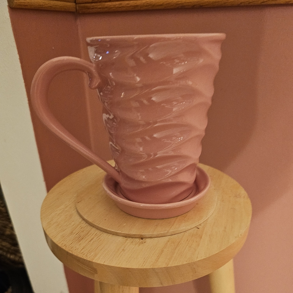 Temptations Pink Ceramic Mug with Saucer